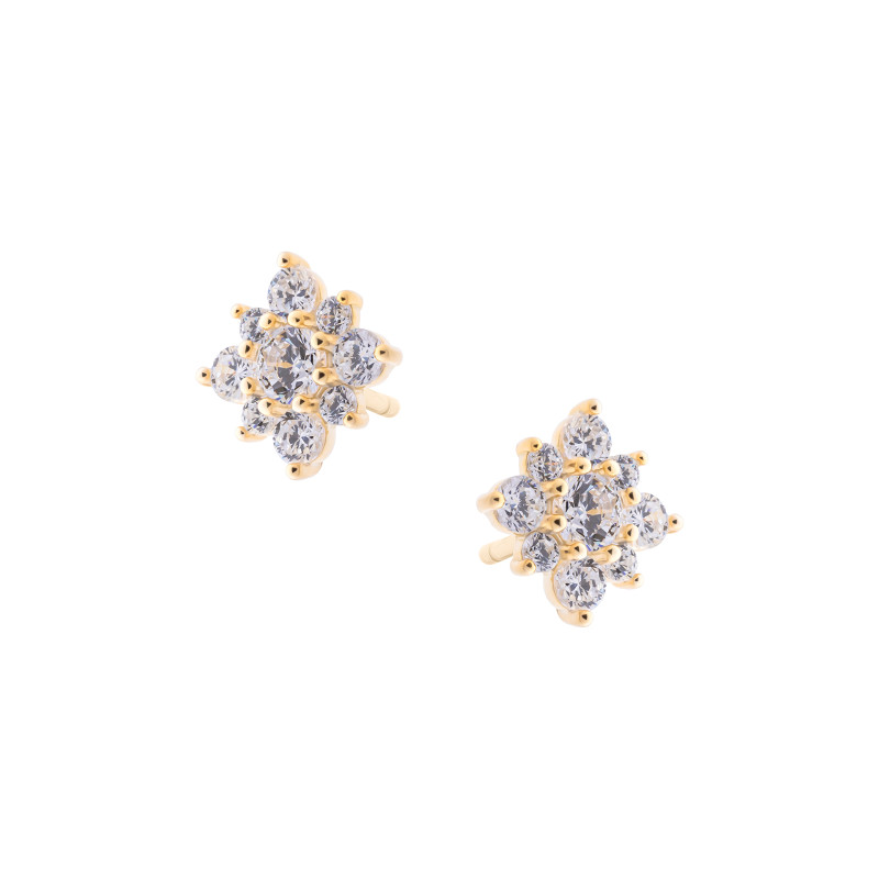 Srebrne kolczyki 925 pozłacane Cyrkonie Kwiatek
