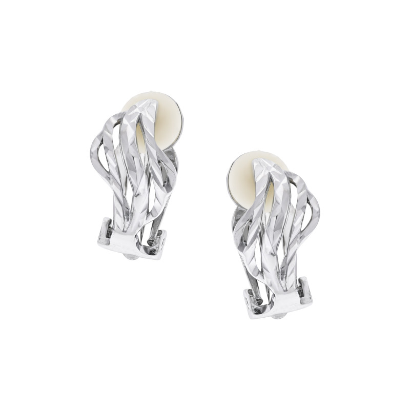 Srebrne kolczyki 925 Klipsy Diamentowane Fale Cięte