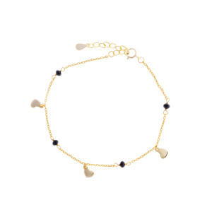 Srebrna pozłacana bransoletka 925 Trzy serca