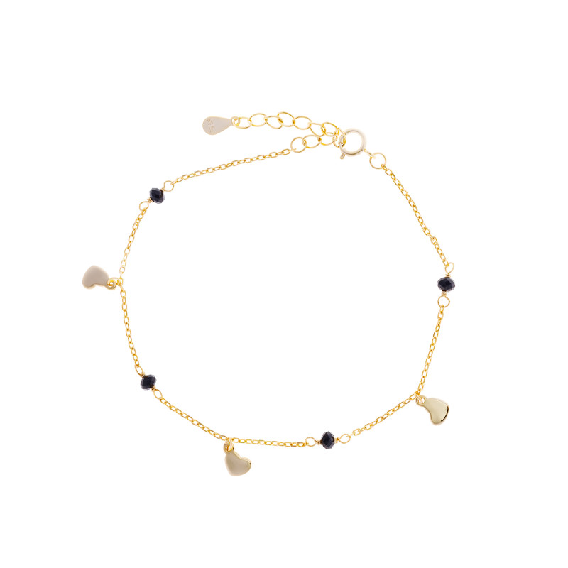 Srebrna pozłacana bransoletka 925 Trzy serca