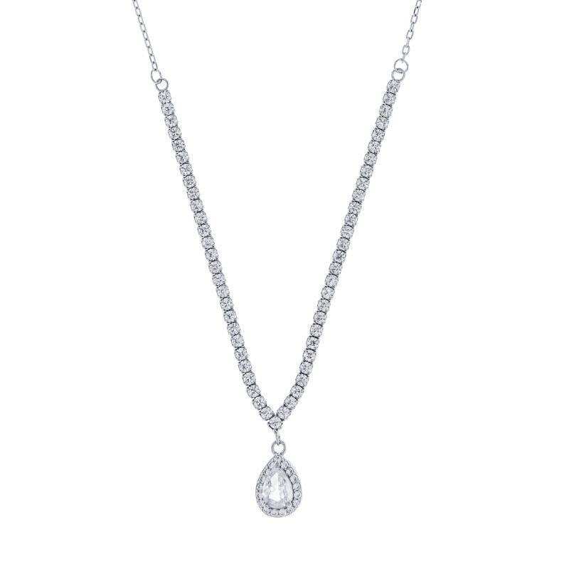 Srebrny naszyjnik 925 Łza w blasku Cyrkonii