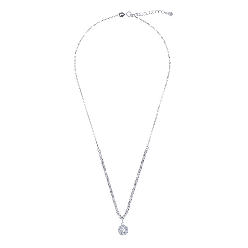Srebrny naszyjnik 925 Białe Koło w blasku Cyrkonii