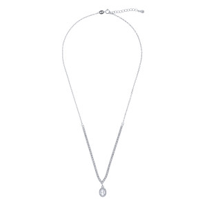 Srebrny naszyjnik 925 Biały Owal w blasku Cyrkonii