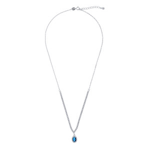 Srebrny naszyjnik 925 Niebieski Owal w blasku Cyrkonii