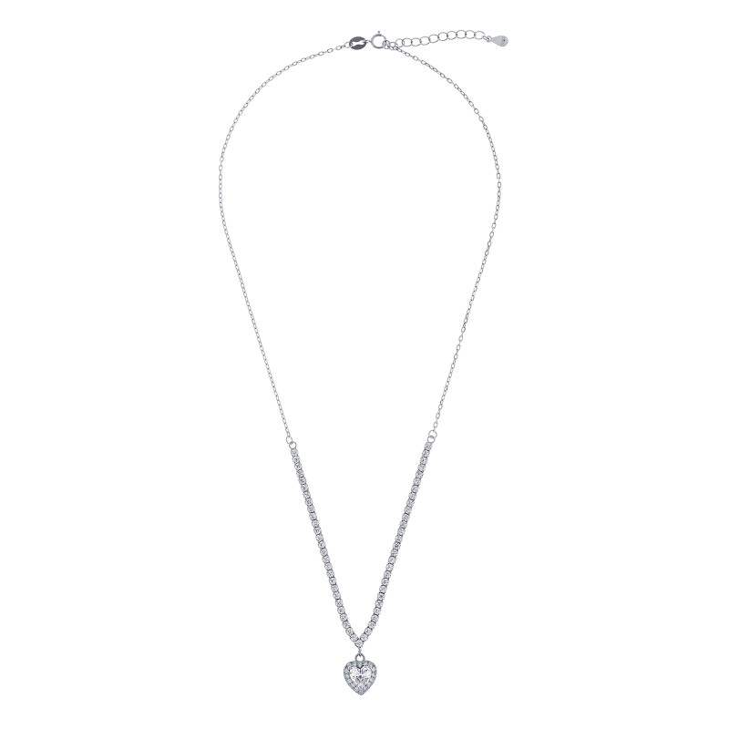 Srebrny naszyjnik 925 Białe Serce w blasku Cyrkonii