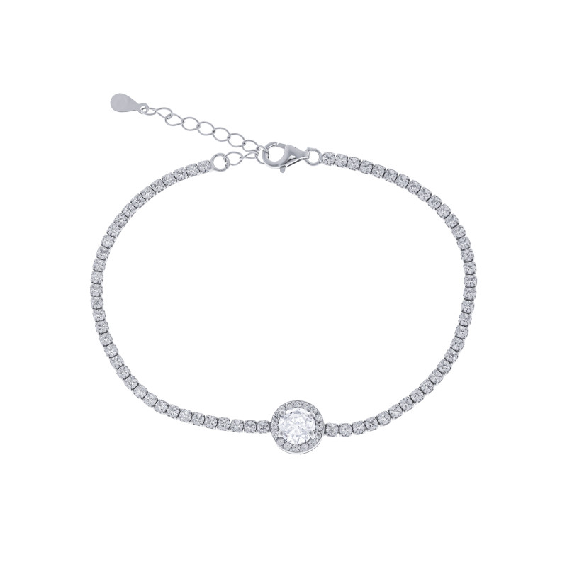 Srebrna bransoletka 925 Białe Koło w blasku cyrkonii