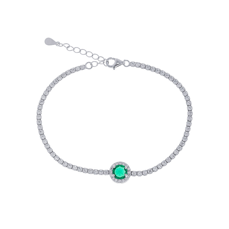 Srebrna bransoletka 925 Zielone Koło w blasku cyrkonii