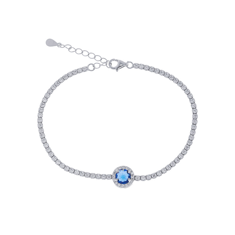 Srebrna bransoletka 925 Niebieskie Koło w blasku cyrkonii