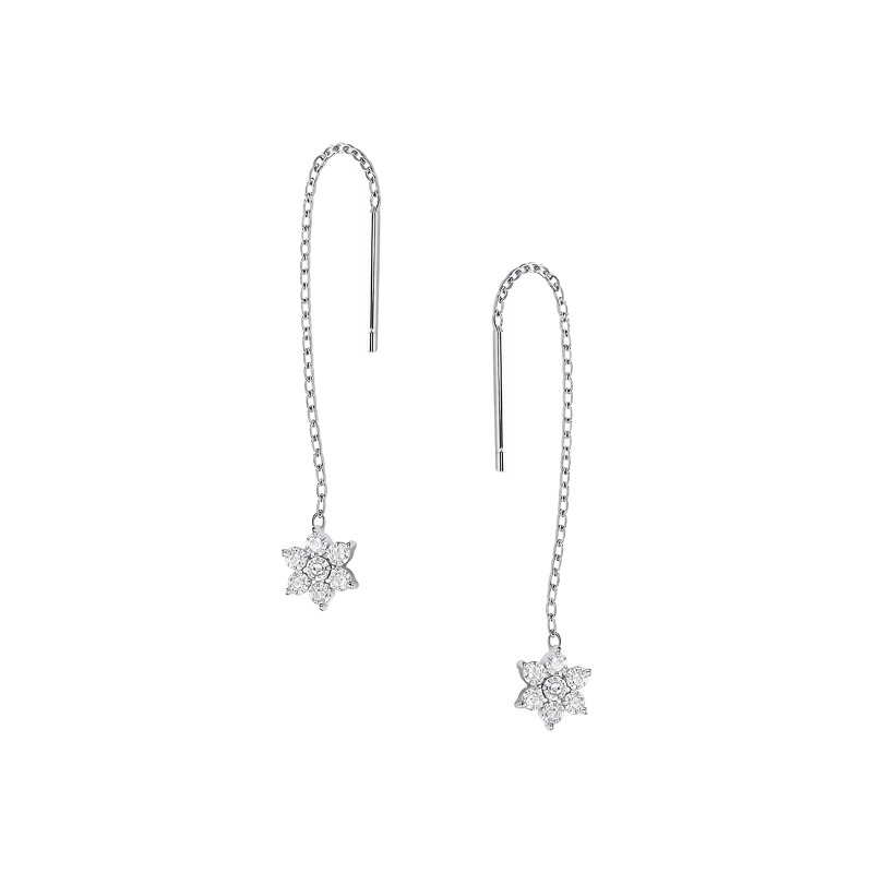 Srebrne kolczyki 925 Kwiatek Cyronii przeciągane