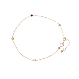 Złota bransoletka damska 585 Kolorowe Cyrkonie z Sercem