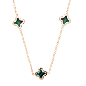 Złoty naszyjnik 585 Zielone Koniczynki