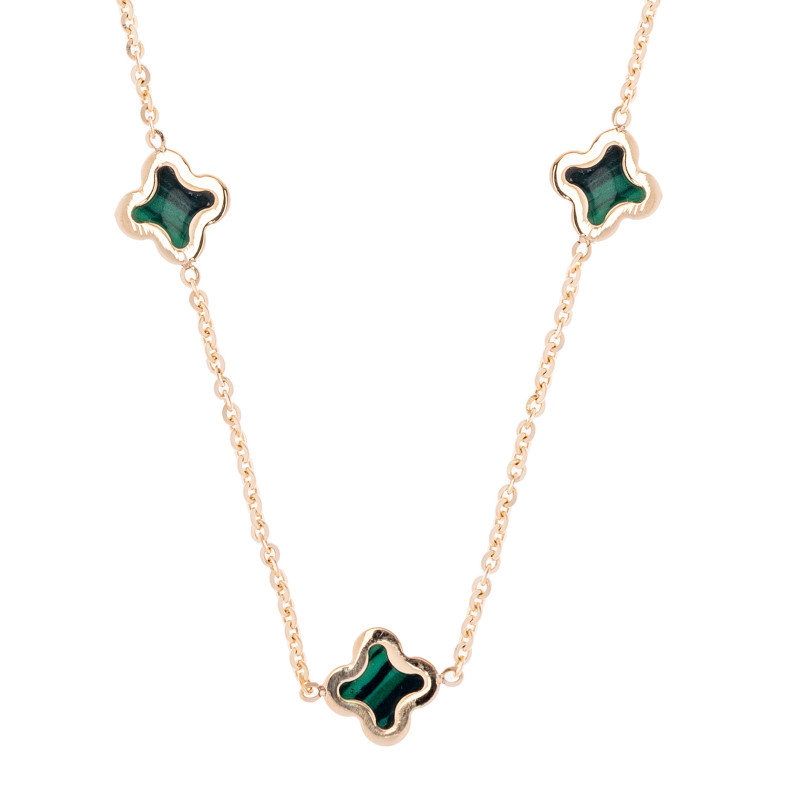 Złoty naszyjnik 585 Zielone Koniczynki