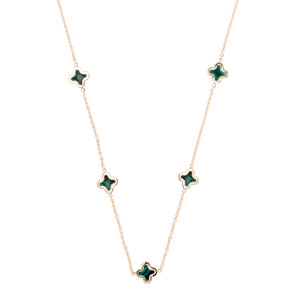 Złoty naszyjnik 585 Zielone Koniczynki
