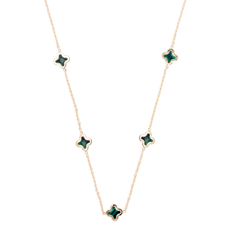 Złoty naszyjnik 585 Zielone Koniczynki