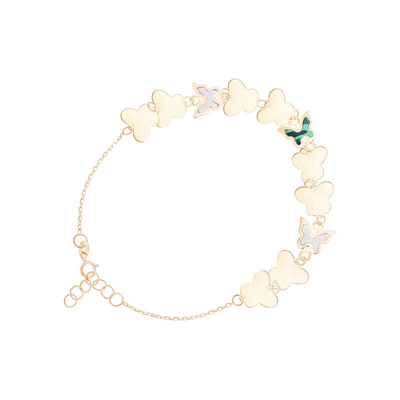 Złota bransoletka damska 585 Motyle