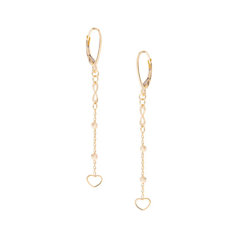 Złote kolczyki 585 Wiszące Nieskończona Miłość