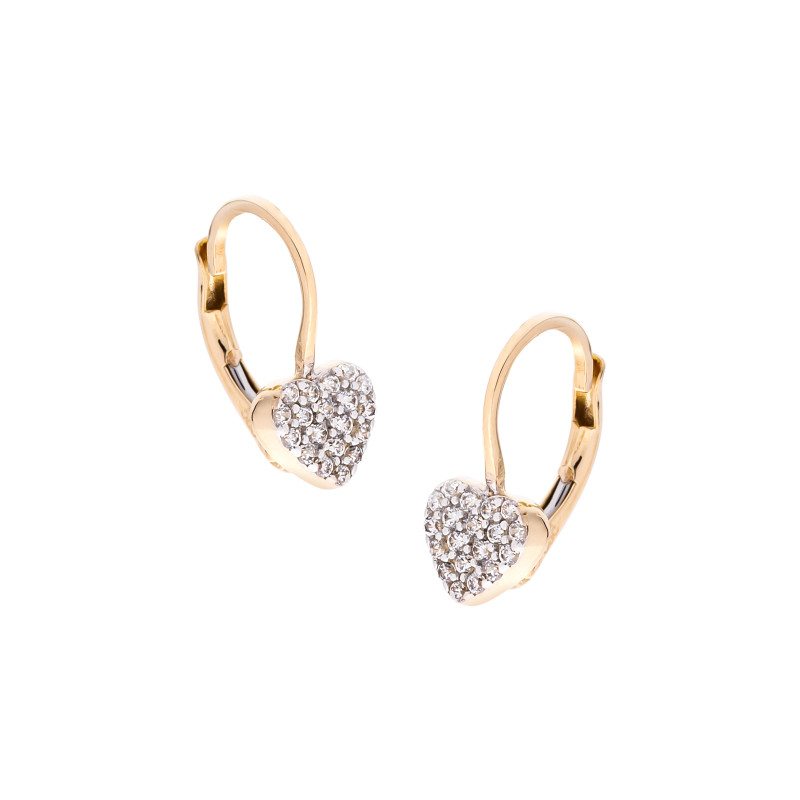 Złote kolczyki 585 Serce Cyrkonii