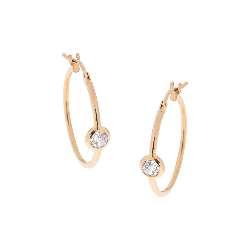 Złote kolczyki damskie 585 Koło z Cyrkonią