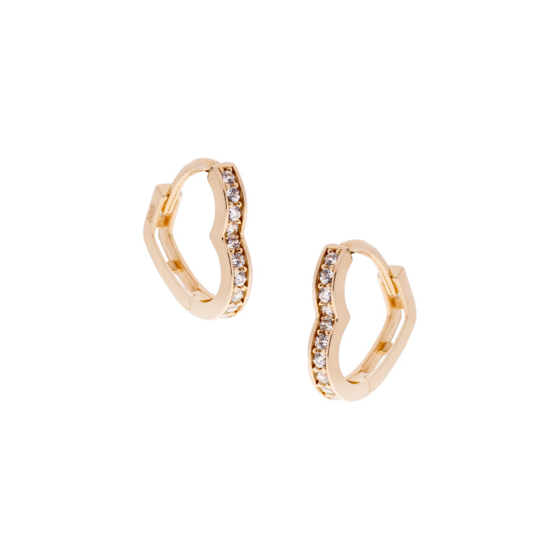 Złote Kolczyki 585 Serca z Cyrkoniami