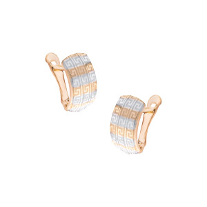 Złote kolczyki 585 Dwukolorowe z Wzorami