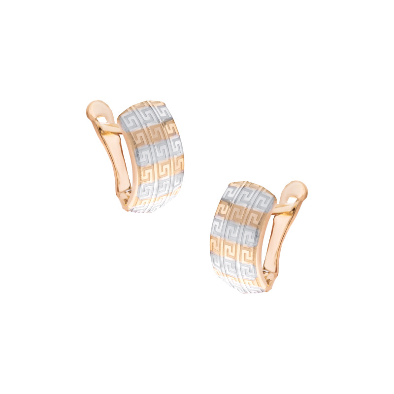 Złote kolczyki 585 Dwukolorowe z Wzorami