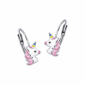 Srebrne kolczyki 925 Różowy Jednorożec dla małej damy