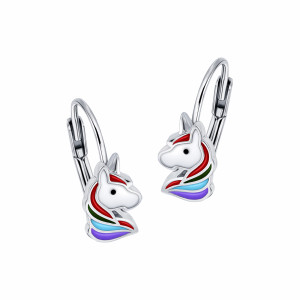 Srebrne kolczyki 925 Tęczowy Jednorożec dla małej damy