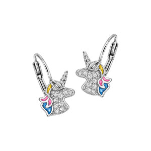 Srebrne kolczyki 925 Błyszczący Jednorożec dla małej damy