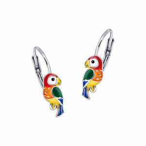 Srebrne kolczyki 925 Kolorowa Papuga dla małej damy