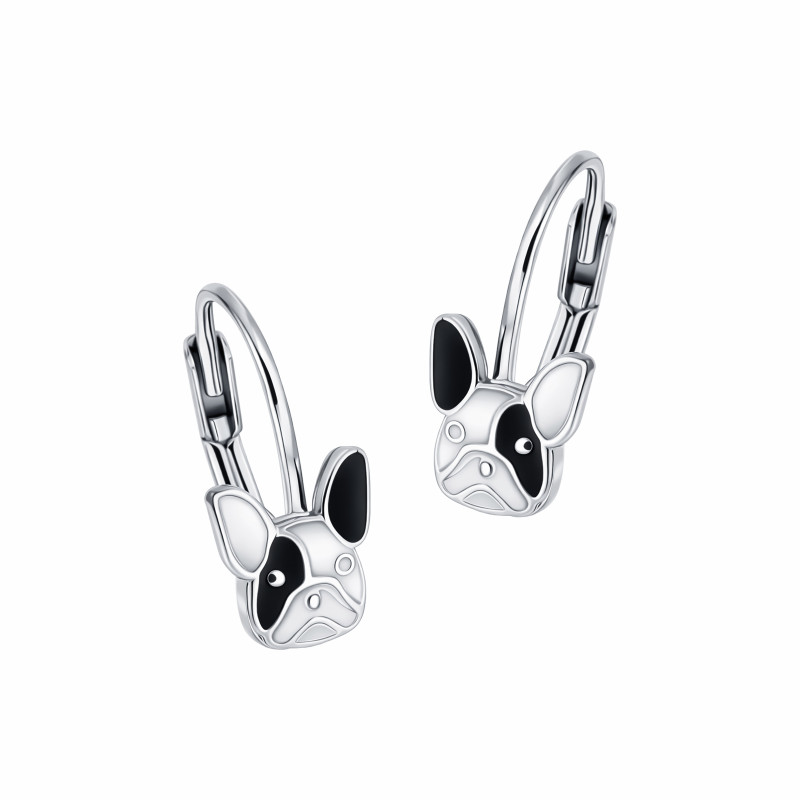 Srebrne kolczyki 925 Piesek Buldog dla małej damy