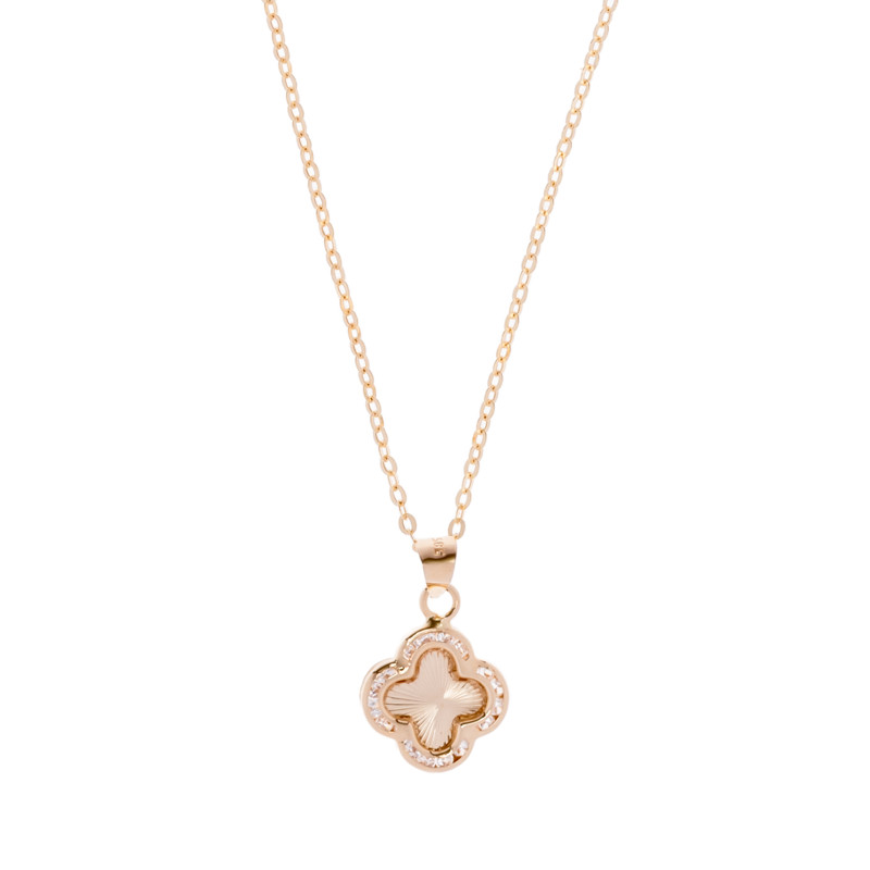 Złoty naszyjnik 585 Promienista koniczynka cyrkonie