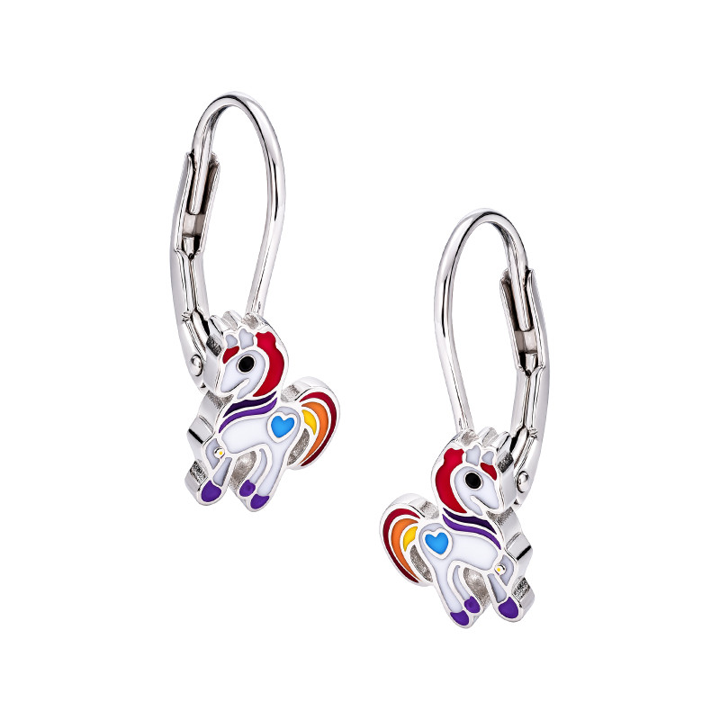 Srebrne kolczyki 925 Kucyk Jednorożec dla małej damy angielskie