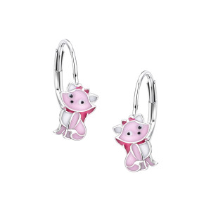 Srebrne kolczyki 925 Różowy Kotek dla małej damy