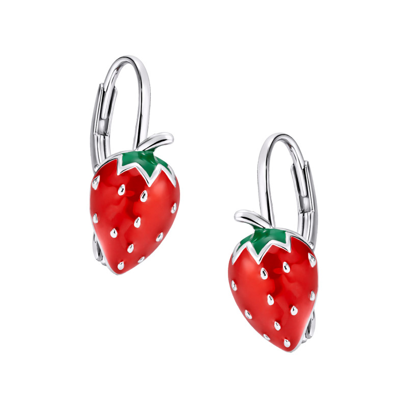 Srebrne Kolczyki 925 Soczysta Truskawka dla małej damy