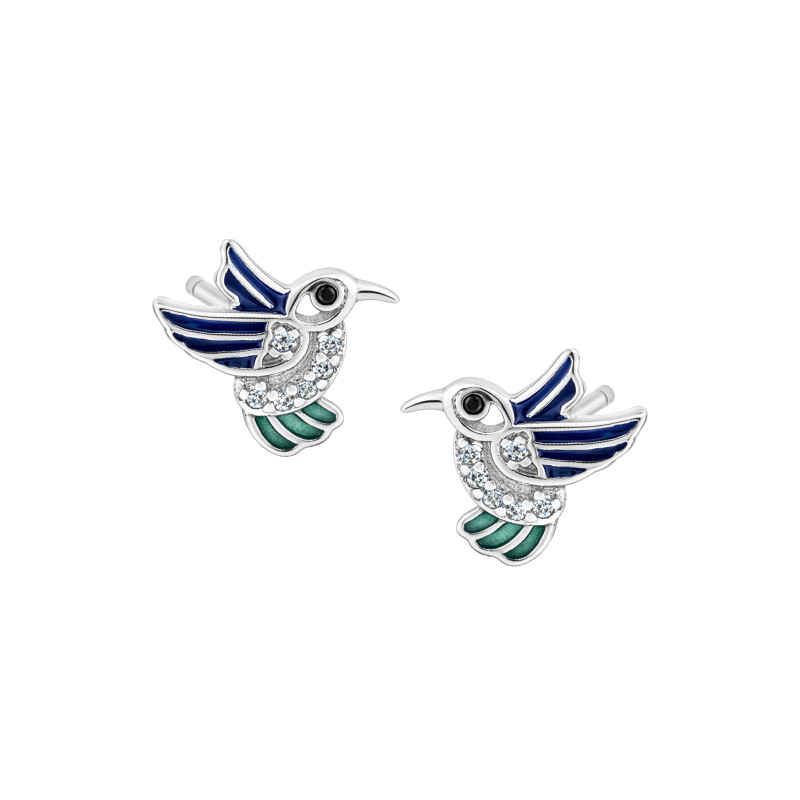 Srebrne Kolczyki 925 Srebrzysty Koliber sztyft