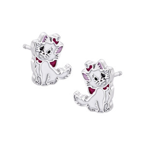 Srebrne kolczyki 925 Kotek z kokardką sztyft dla małej damy