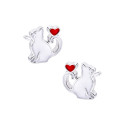 Srebrne kolczyki 925 Biały Kotek sztyft dla małej damy