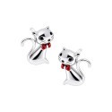 Srebrne kolczyki 925 Biały Kotek sztyft dla małej damy