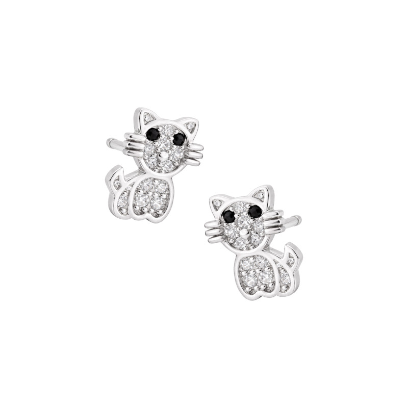 Srebrne kolczyki 925 Cyrkoniowy Kotek dla małej damy