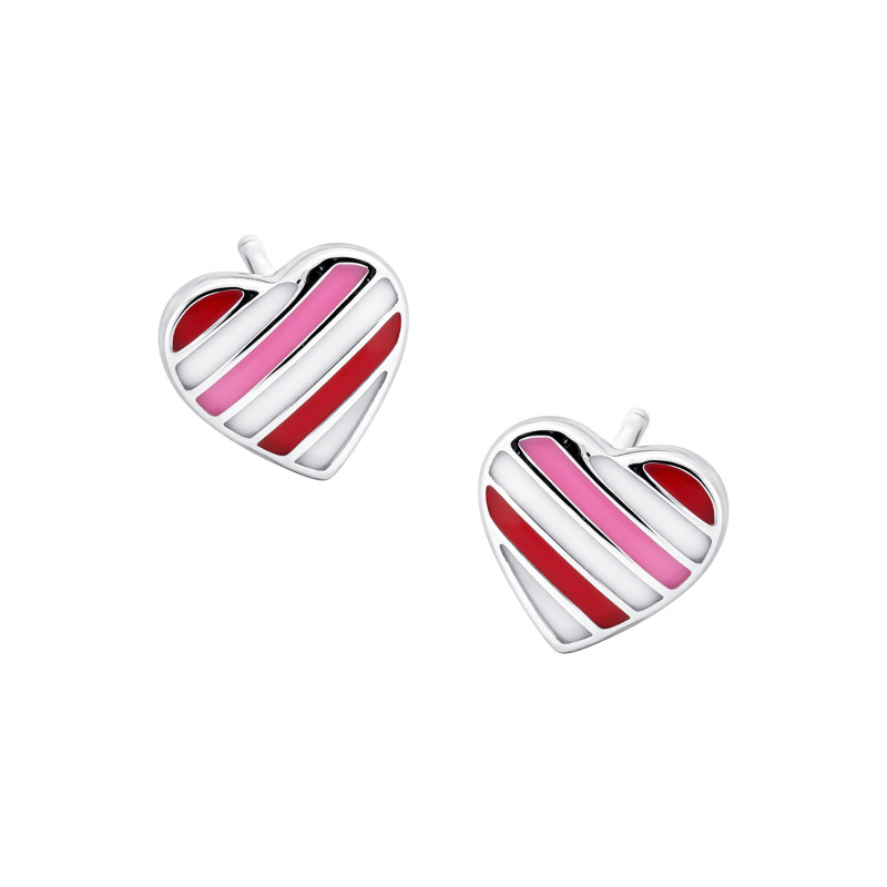 Srebrne kolczyki 925 Tęczowe Serca dla małej damy