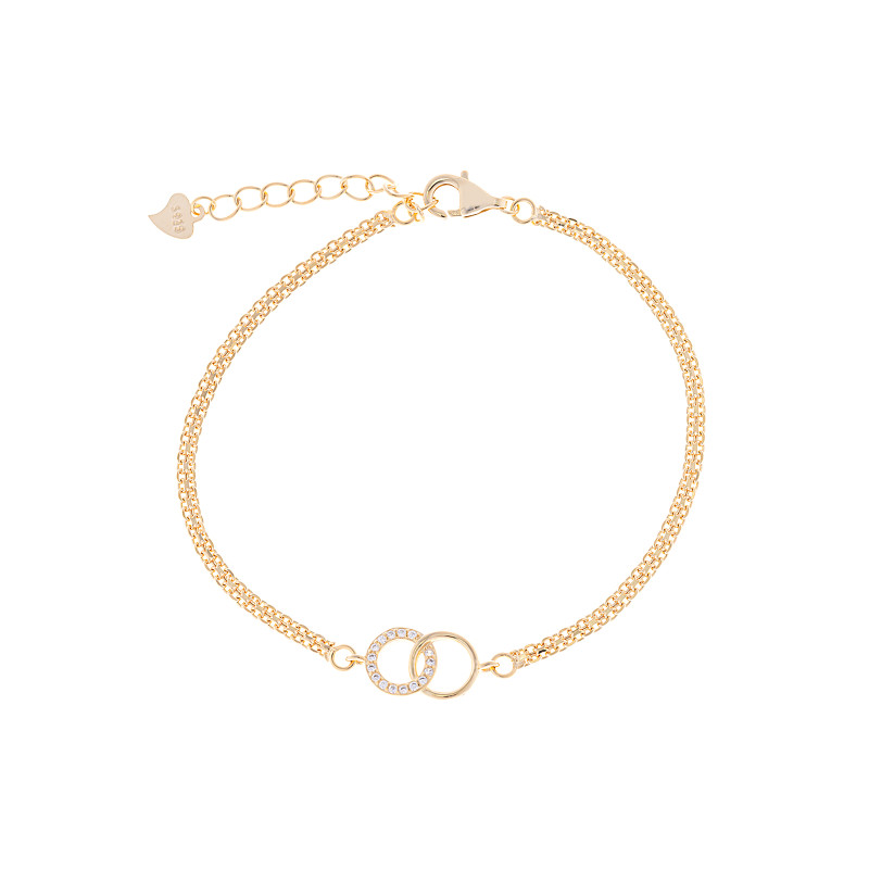 Srebrna pozłacana bransoletka 925 Dwa Koła