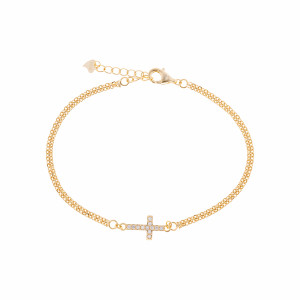 Srebrna pozłacana bransoletka 925 Krzyżyk