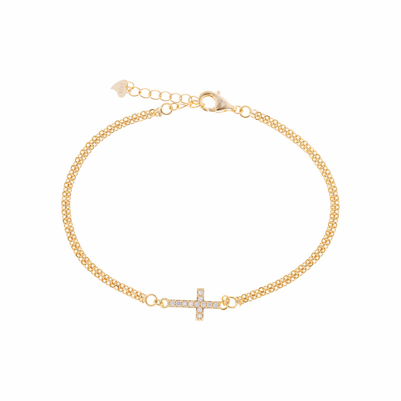 Srebrna pozłacana bransoletka 925 Krzyżyk