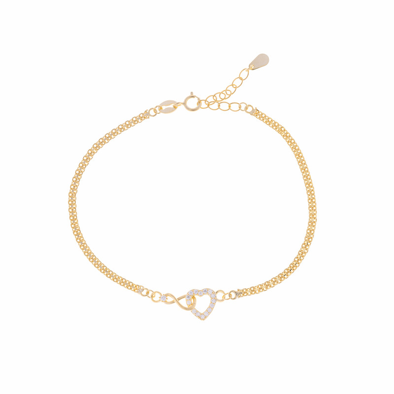 Srebrna pozłacana bransoletka 925 Serce Nieskończoności