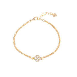 Srebrna pozłacana bransoletka 925 Koniczyna blask