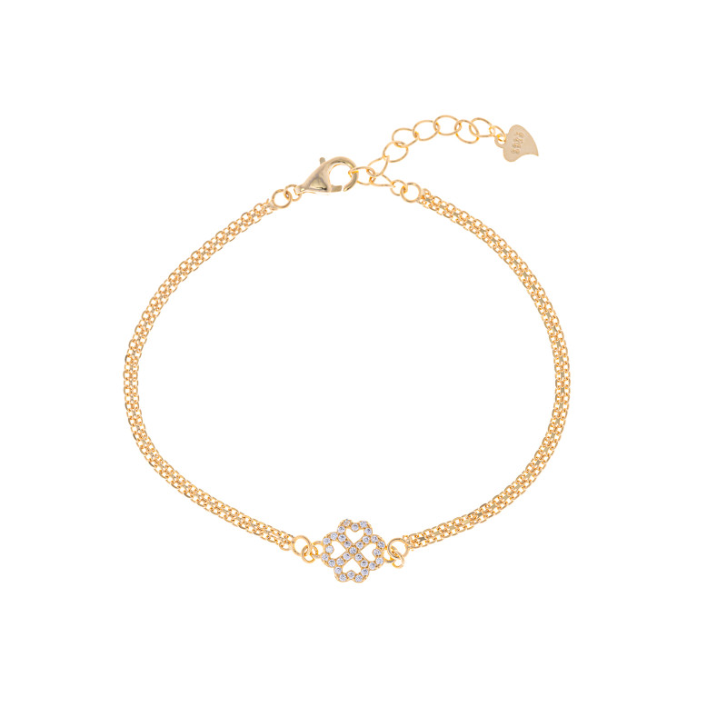 Srebrna pozłacana bransoletka 925 Koniczyna blask