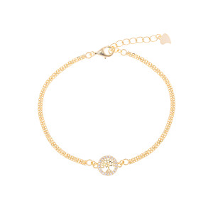 Srebrna pozłacana bransoletka 925 drzewko w kole