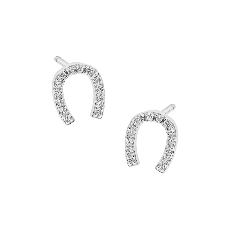 Srebrne kolczyki 925 Podkowa cyrkonie białe
