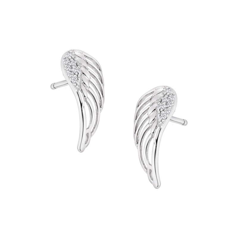 Srebrne kolczyki 925 Skrzydło cyrkonie białe