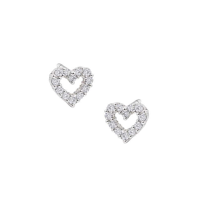 Srebrne kolczyki 925 Małe serce cyrkonie